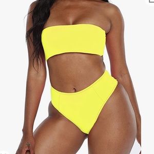 NEW Yellow Bandeau High Waist Bikini Set